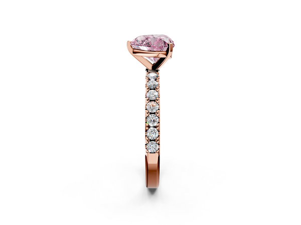 Rose gold Fancy Pink Heart Cut Diamond Solitaire Pavé Band with Four-Prong Setting