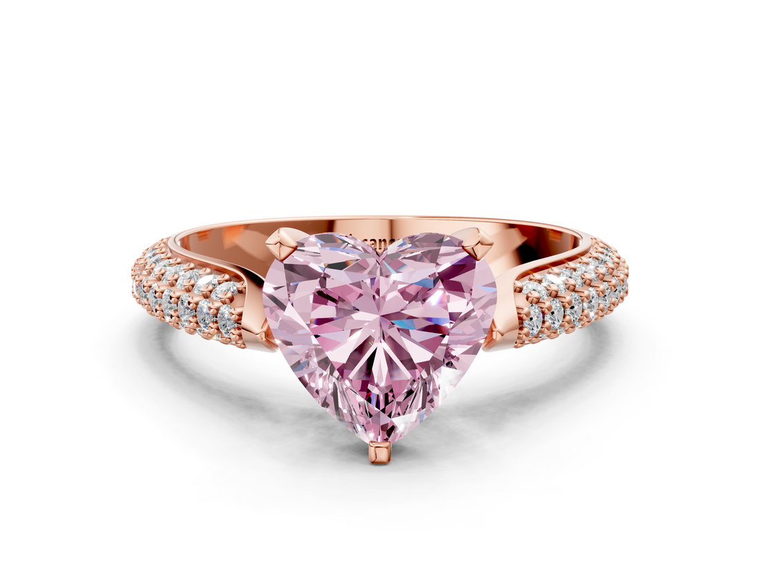Rose gold Fancy Pink Heart  Solitaire Pavé Diamond Engagement Ring with Four-Prong Setting_163