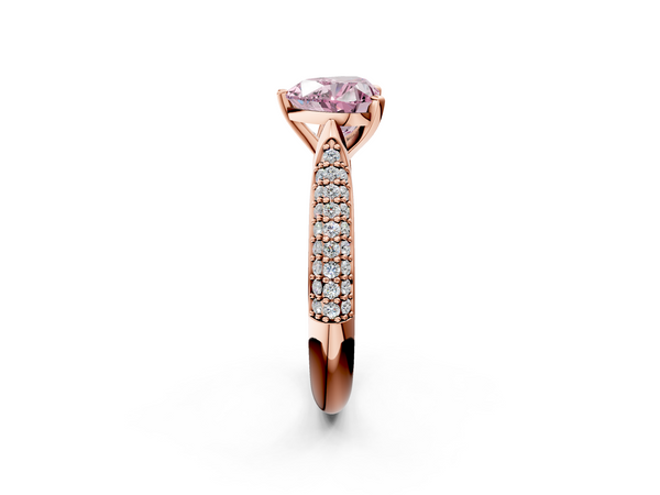 Rose gold Fancy Pink Heart  Diamond Solitaire Engagement Ring with Pavé Band and Four-Prong Setting
