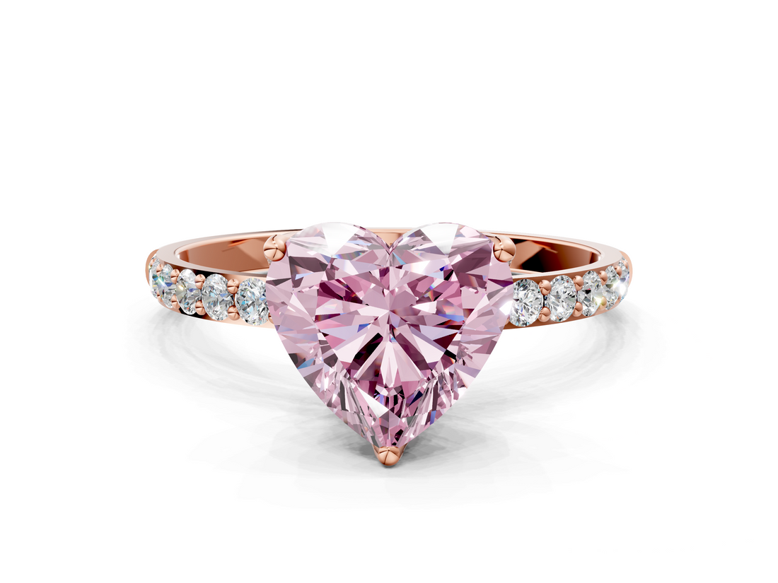 Rose gold Fancy Pink Heart  Solitaire Pavé Diamond Engagement Ring with Four-Prong Setting_25