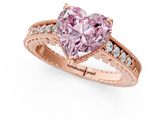 Rose gold Fancy Pink Heart  Solitaire Pavé Diamond Milgrain Engagement Ring with Four-Prong Setting_4