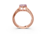 Rose gold Fancy Pink Heart  Solitaire Pavé Diamond Milgrain Engagement Ring with Four-Prong Setting_6