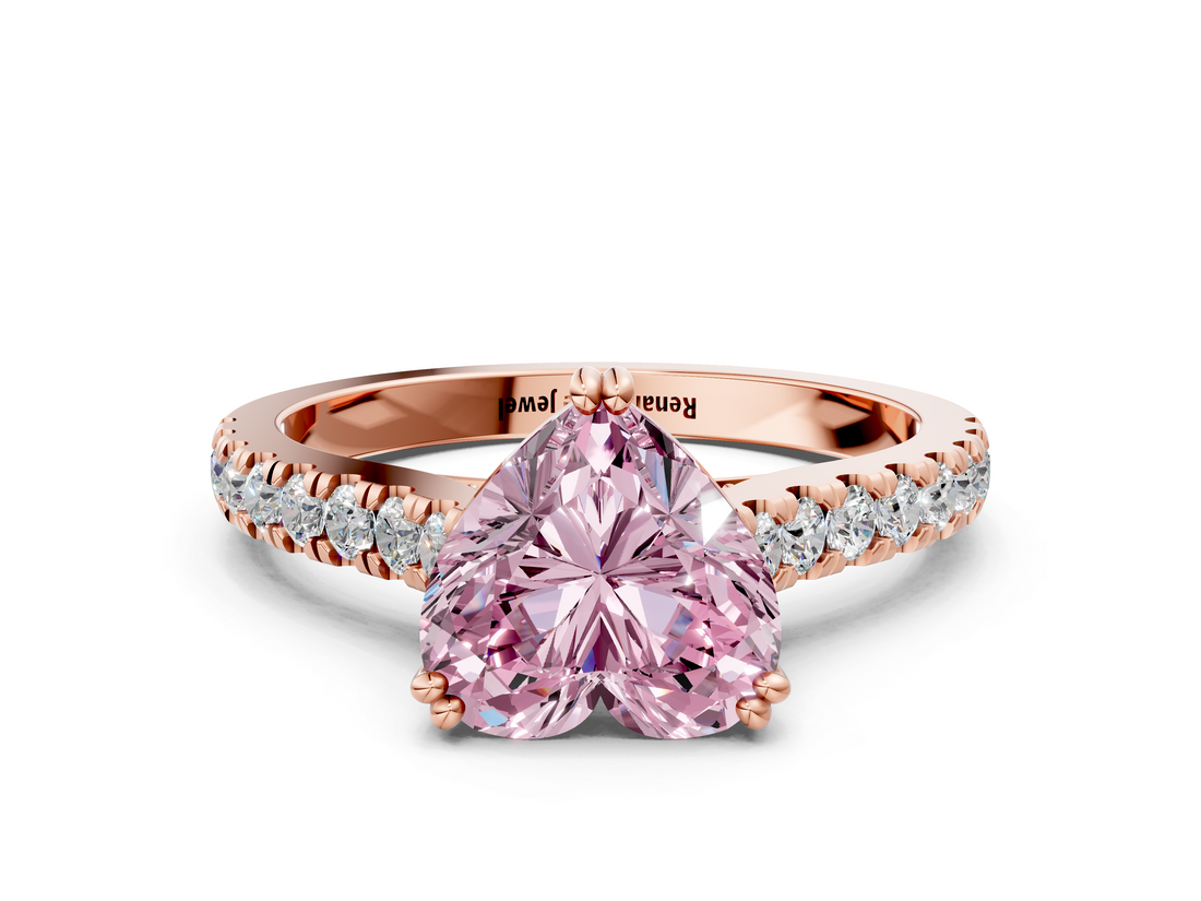 Rose gold Fancy Pink Heart  Solitaire Pave Diamond Engagement Ring with Prong Setting_20