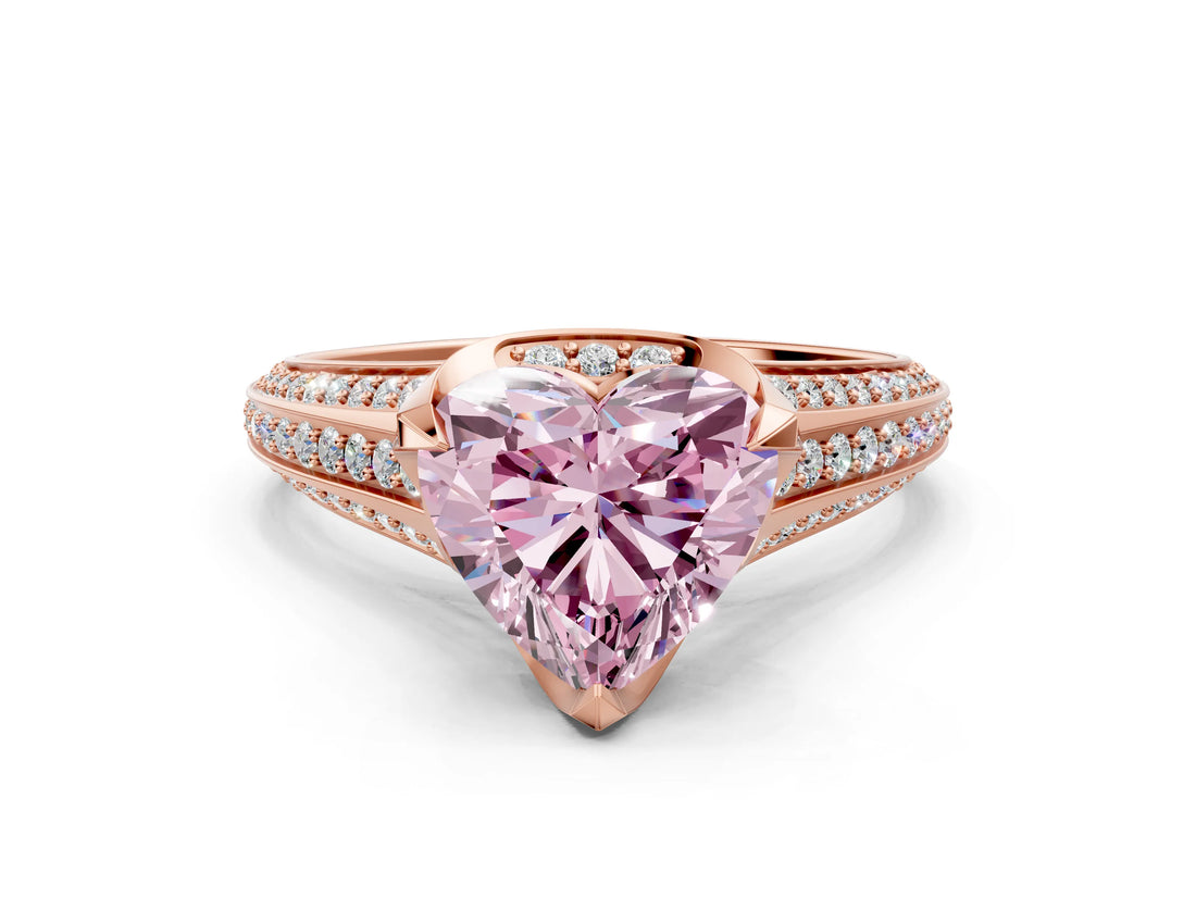Rose gold Fancy Pink Heart  Solitaire Pave Split Shank Ring with Four-Prong Setting_81