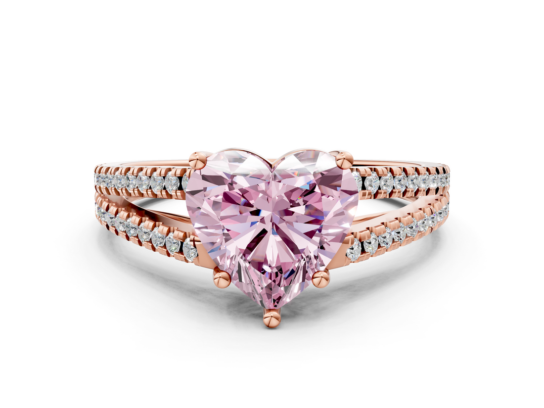 Rose gold Fancy Pink Heart  Solitaire Split Shank Pavé Diamond Engagement Ring_401