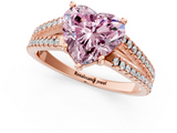 Rose gold Fancy Pink Heart  Solitaire Split Shank Pavé Diamond Engagement Ring_402