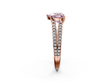 Rose gold Fancy Pink Heart  Solitaire Split Shank Pavé Diamond Engagement Ring_403