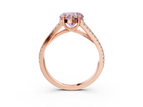 Rose gold Fancy Pink Heart  Solitaire Split Shank Pavé Diamond Engagement Ring_404