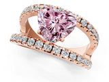 Rose gold Fancy Pink Heart  Solitaire Split Shank Pave Diamond Ring_50