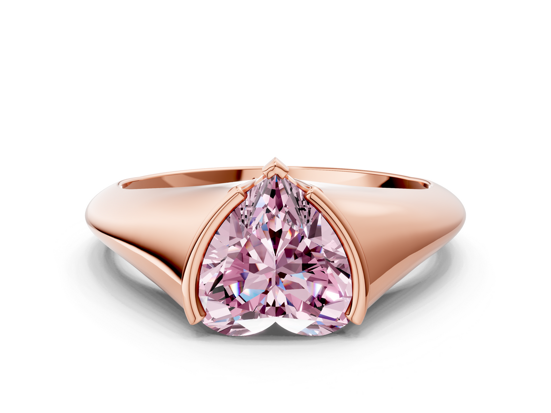 Rose gold Fancy Pink Heart  Solitaire Tension Set Diamond Ring_20