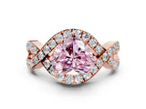 Rose gold Fancy Pink Heart  Solitaire Twist Band Pavé Diamond Engagement Ring_36