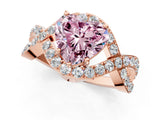 Rose gold Fancy Pink Heart  Solitaire Twist Band Pavé Diamond Engagement Ring_37