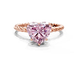 Rose gold Fancy Pink Heart  Solitaire Twist Band Ring with Four-Prong Setting_67