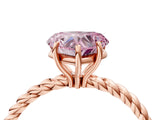 Rose gold Fancy Pink Heart  Solitaire Twist Band Ring with Four-Prong Setting_71