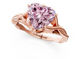 Rose gold Fancy Pink Heart  Solitaire Twist Band Six-Prong Setting 2