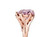 Rose gold Fancy Pink Heart  Solitaire Twist Band Six-Prong Setting
