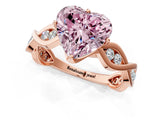 Rose gold Fancy Pink Heart  Solitaire Twist Band with Leaf Prong Setting 2