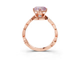 Rose gold Fancy Pink Heart  Solitaire Twist Band with Leaf Prong Setting 4