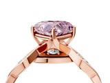 Rose gold Fancy Pink Heart  Solitaire Twist Band with Leaf Prong Setting 5