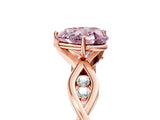Rose gold Fancy Pink Heart  Solitaire Twist Band with Leaf Prong Setting