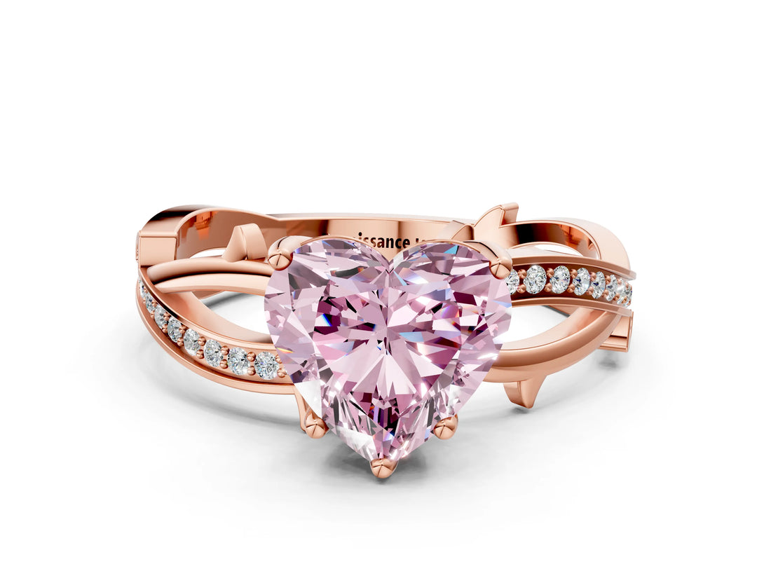 Rose gold Fancy Pink Heart  Solitaire Twist Band with Pavé Accents and Four-Prong Setting_19