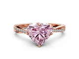 Rose gold Fancy Pink Heart  Solitaire Twist Band with Pavé Diamonds and Four-Prong Setting_53