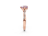 Rose gold Fancy Pink Heart  Solitaire Twist Band with Pavé Diamonds and Four-Prong Setting_55