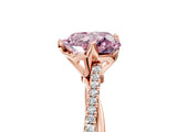 Rose gold Fancy Pink Heart  Solitaire Twist Band with Pavé Diamonds and Four-Prong Setting_58