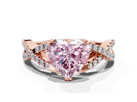 Rose gold Fancy Pink Heart  Solitaire Twist Band with Pavé Setting and Four-Prong Setting_51