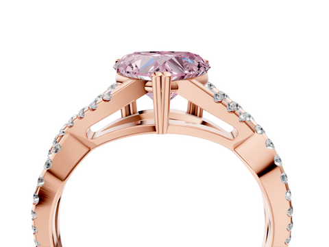 Rose gold Fancy Pink Heart  Solitaire Twist Band with Pavé Setting and Four-Prong Setting_55