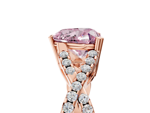 Rose gold Fancy Pink Heart  Solitaire Twist Band with Pavé Setting and Four-Prong Setting_56