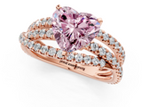 Rose gold Fancy Pink Heart  Solitaire Twist Band with Pavé Setting and Four-Prong Setting_79