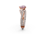 Rose gold Fancy Pink Heart  Solitaire Twist Band with Pavé Setting and Four-Prong Setting_80