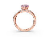 Rose gold Fancy Pink Heart  Solitaire Twist Band with Pavé Setting and Four-Prong Setting_81