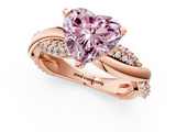 Rose gold Fancy Pink Heart  Solitaire Twist Band with Pave Prong Setting_29
