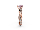 Rose gold Fancy Pink Heart  Solitaire Twist Band with Pave Prong Setting_30