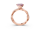 Rose gold Fancy Pink Heart  Solitaire Twist Band with Pave Prong Setting_31