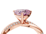 Rose gold Fancy Pink Heart  Solitaire Twist Band with Pave Prong Setting_32