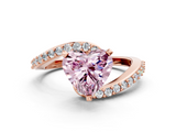 Rose gold Fancy Pink Heart  Solitaire Twist Band with Pave Set Diamonds and Four-Prong Setting_85