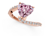 Rose gold Fancy Pink Heart  Solitaire Twist Band with Pave Set Diamonds and Four-Prong Setting_86