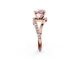Rose gold Fancy Pink Heart  Solitaire Twist Band with Pave Set Diamonds and Four-Prong Setting_87