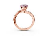 Rose gold Fancy Pink Heart  Solitaire Twist Band with Pave Set Diamonds and Four-Prong Setting_88