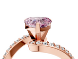 Rose gold Fancy Pink Heart  Solitaire Twist Band with Pave Set Diamonds and Four-Prong Setting_89
