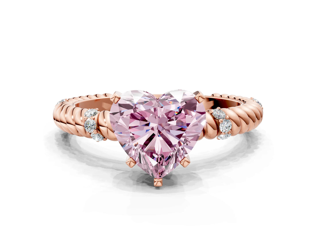 Rose gold Fancy Pink Heart  Solitaire Twisted Band Prong Set Engagement Ring_61