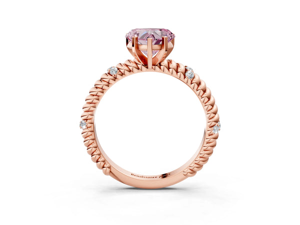 Rose gold Fancy Pink Heart  Solitaire Twisted Band Prong Set Engagement Ring