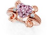Rose gold Fancy Pink Heart  Solitaire Twisted Band Scroll Prong Ring_4