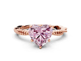 Rose gold Fancy Pink Heart  Solitaire Twisted Band with Bead Prong Setting_319