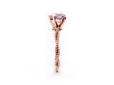 Rose gold Fancy Pink Heart  Solitaire Twisted Band with Bead Prong Setting_321