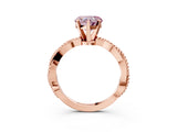 Rose gold Fancy Pink Heart  Solitaire Twisted Band with Bead Prong Setting_322