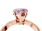 Rose gold Fancy Pink Heart  Solitaire Twisted Band with Bead Prong Setting_323